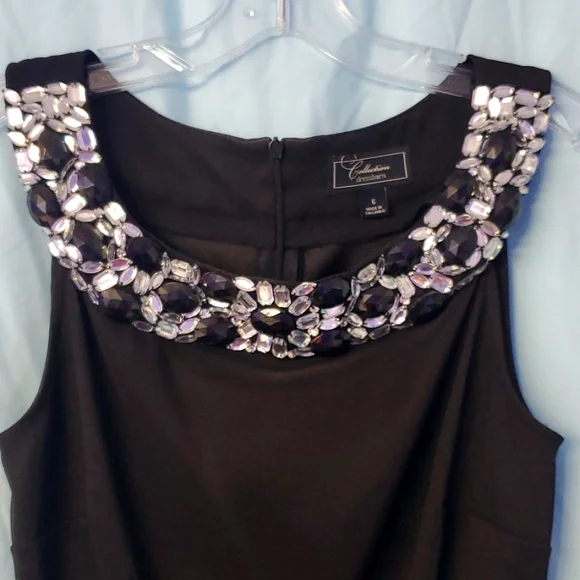 Womens LBD sz 6 π€ Midi cocktail dress, jeweled neckline, PERFECT condition π - Picture 2 of 11